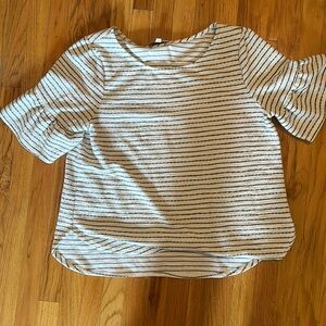 Striped tee with ruffle sleeves 1X